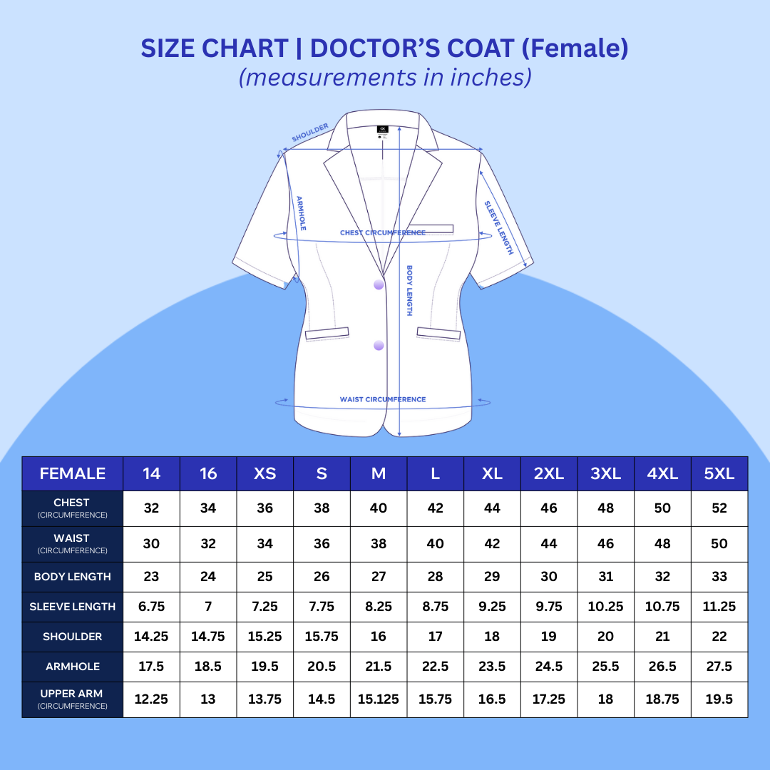 [NO EMBROIDERY] KAIROS Doctor's FEMALE WHITE COAT Short Sleeve Gabardine Fabric