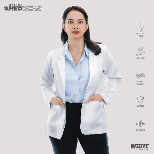 [NO EMBROIDERY] KAIROS Doctor's FEMALE WHITE SUIT BLAZER Long Sleeve Gabardine Fabric